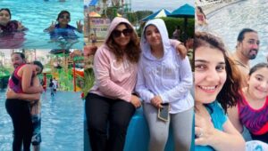 Javeria Saud Cools Off by the Pool with Daughter Jannat and Son Ibrahim