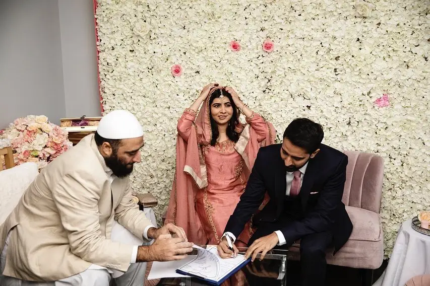 Malala Wore a Tea Pink Dress on her wedding day.