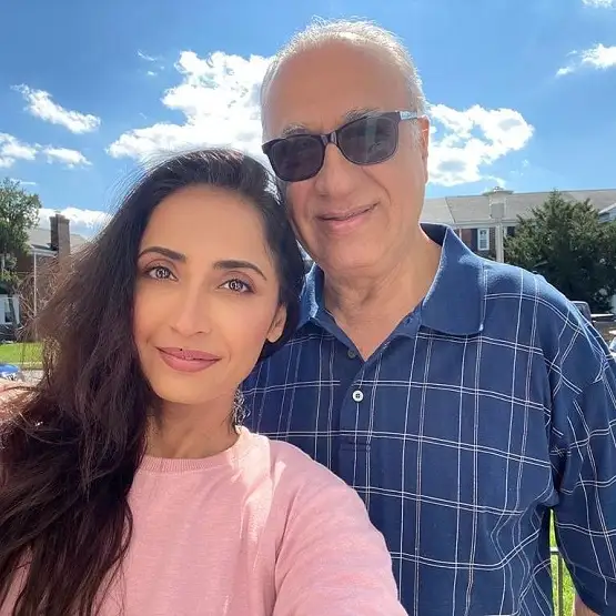 Zara Tareen with her father Iqbal Tareen in front of their House.