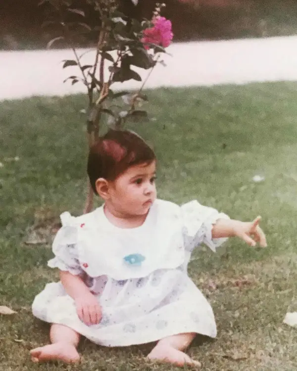 A childhood photo of Sonia Mishal when she was only one year old and moved to Qatar with her family.