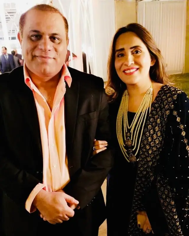 Sabereen Hisbani with Her husband Hassan Zia.