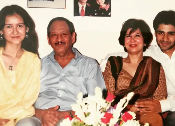 Arjumand Rahim with her mother and father.