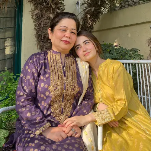 with her mother