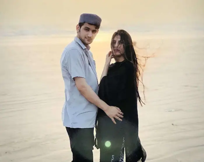 Maaz Safder with his pregnent wife