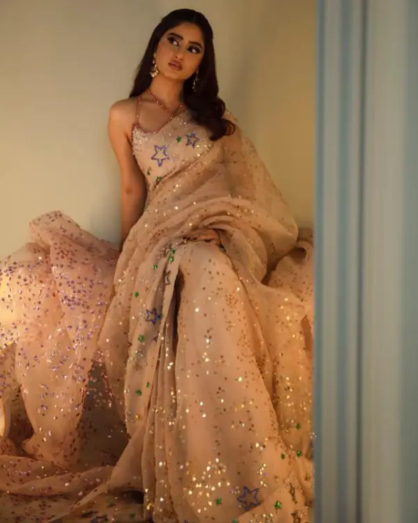 She poses in bridal Saree