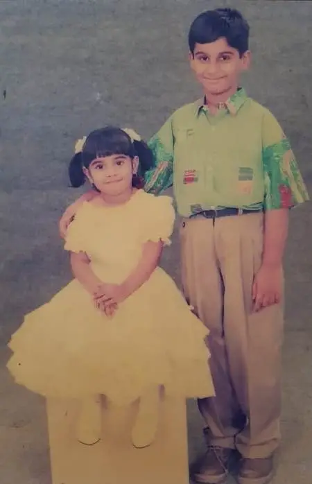 When the actress was only 5 years old, she posed with her brother