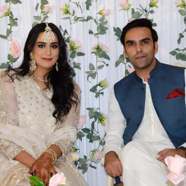 An engagement ceremony picture of Rana Majid and his fiancée
