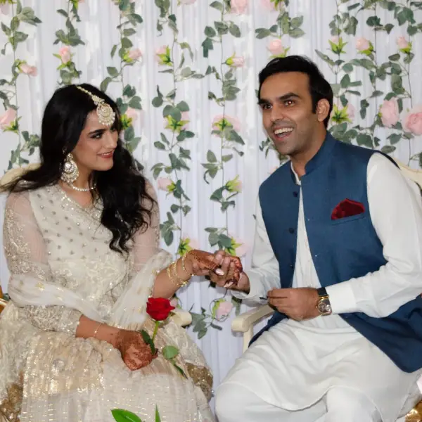 A picture of Rana Majid with his fiancée