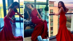 Ushna Shah New Pics IN Red Dress