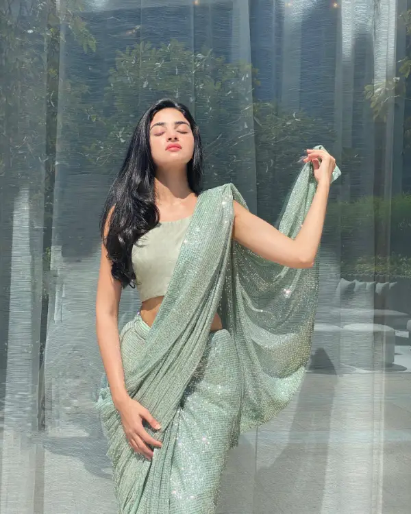 Anmol Baloch Stands Out In A Bold Saree
