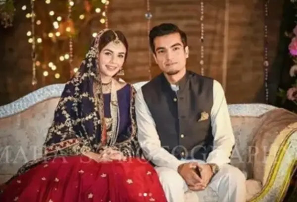 A wedding picture of the actress with her ex-husband Zarrar Mustapha