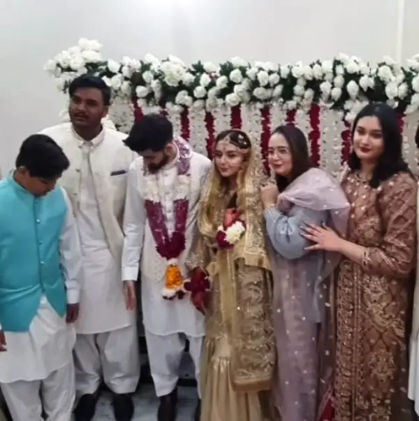 In the picture is Hoorain Sabri, daughter of late Amjad Sabri, posing with her husband Musa and family