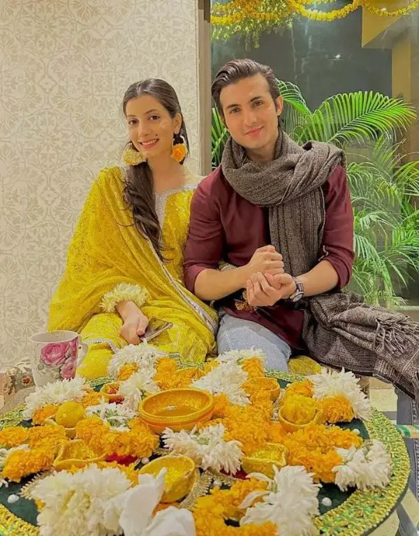 Her cousin Shehroz Sabzwari poses for a photo with her