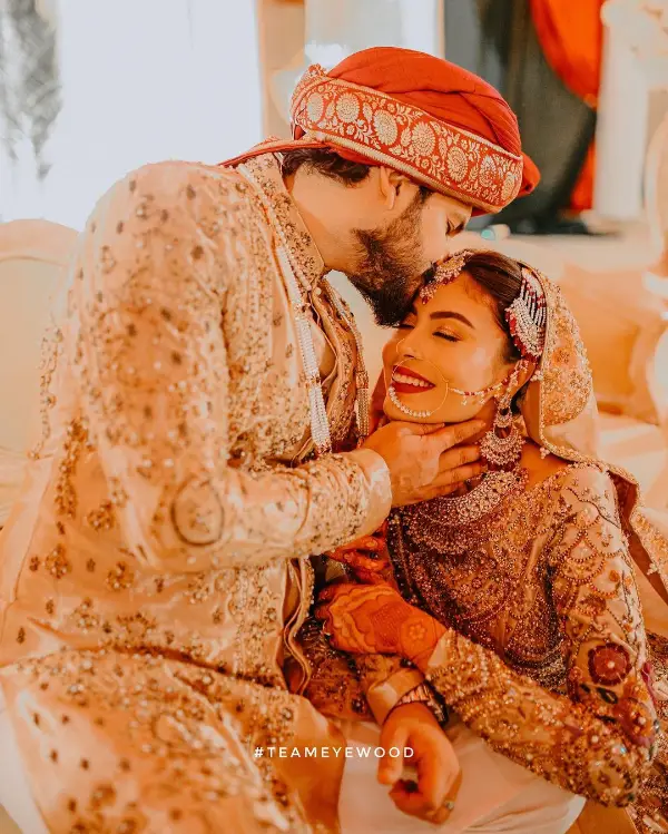An image illustration showing Dr. Warisha Javed Khan with her husband Azlan Shah at their wedding