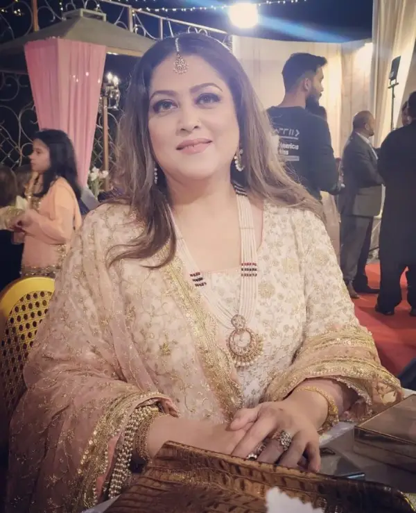 Actress Fazila Qazi at the wedding of her son Ahmed Nizamani