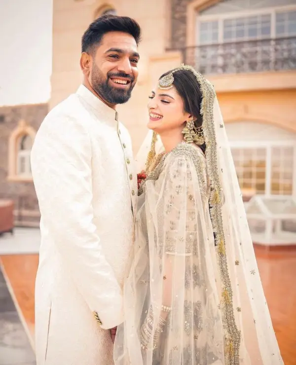 Haris Rauf with his wife Muzna Masood Malik