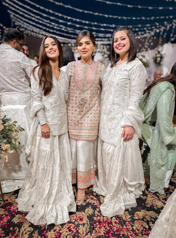 Iqra Aziz and her sister with one of their cousins on the day of the family wedding