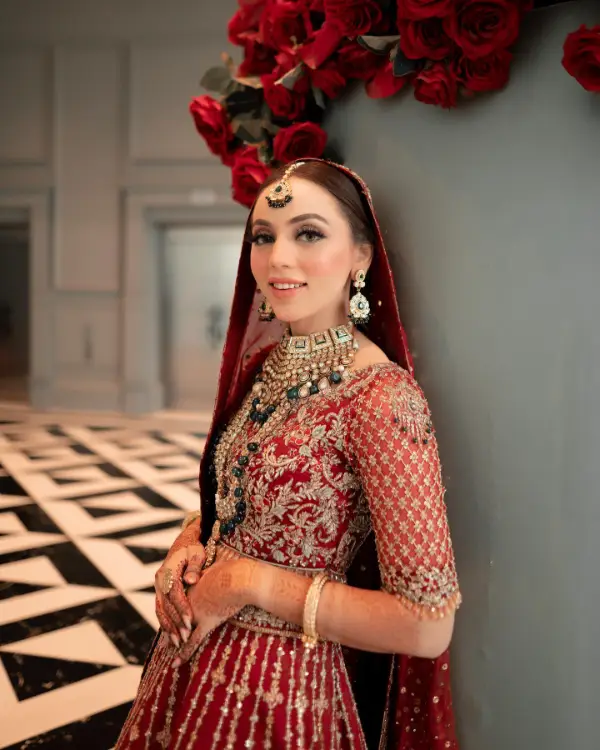 The actress poses in front of the camera for her wedding shoot