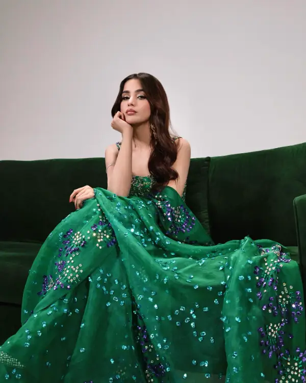 Aima Baig Looks Regal in this Elegant Green Saree