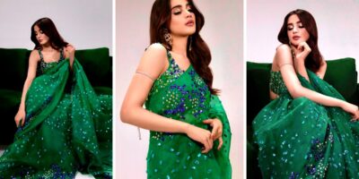 Aima Baig Looks Regal in this Elegant Green Saree [Pictures]