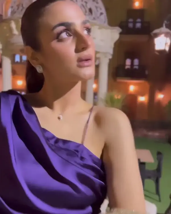 Hira Mani Dazzles in a Stunning Purple Silk Gown