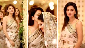 Saba Qamar Radiates Elegance in a White Saree at a Recent Wedding
