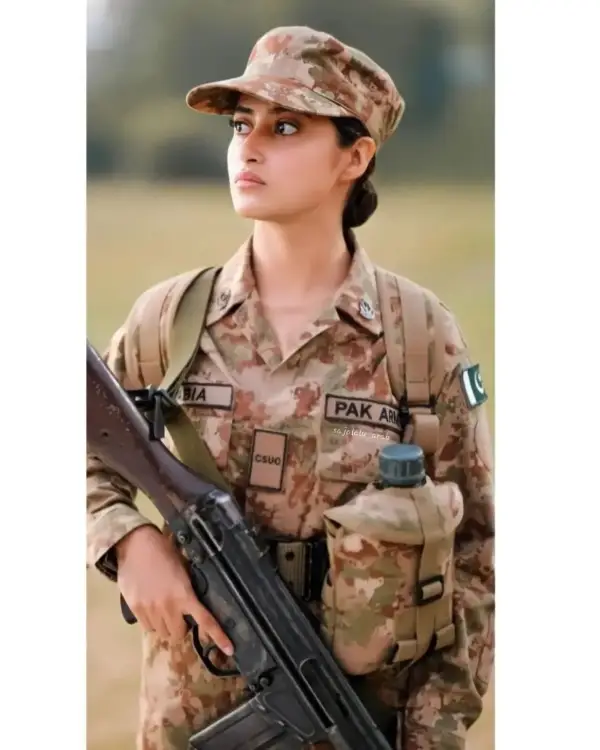 A picture of the actress dressed as an army officer
