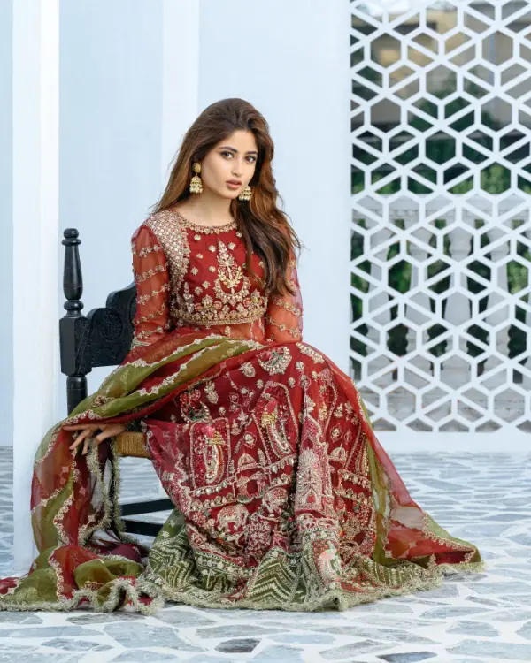Sajal Aly Dazzles in Red Bridal Dress