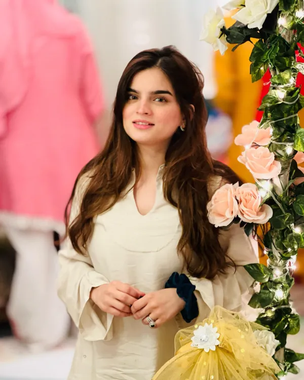 Syeda Alizey Fatima wearing a white dress