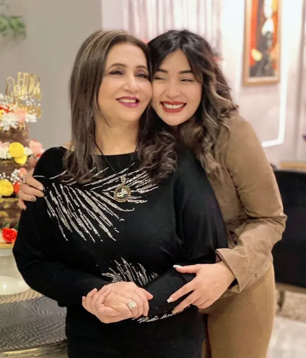Komal Rizvi with her mother.