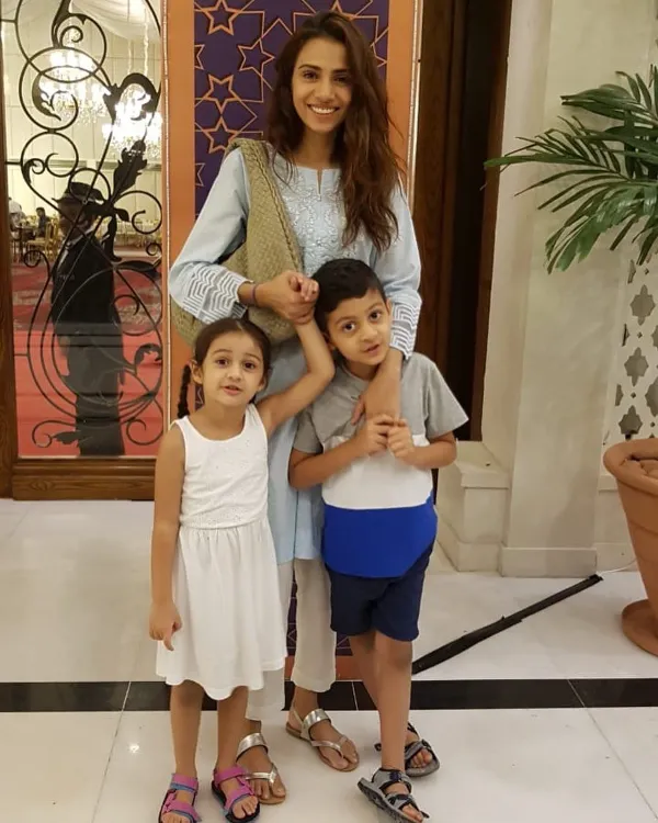 Tooba Siddiqui with her son and daughter
