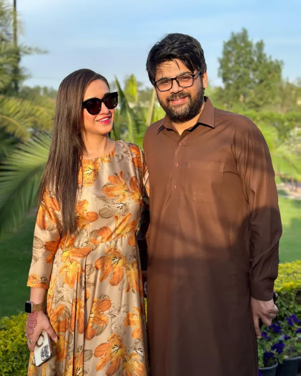 Sanam Javaid Khan with her husband