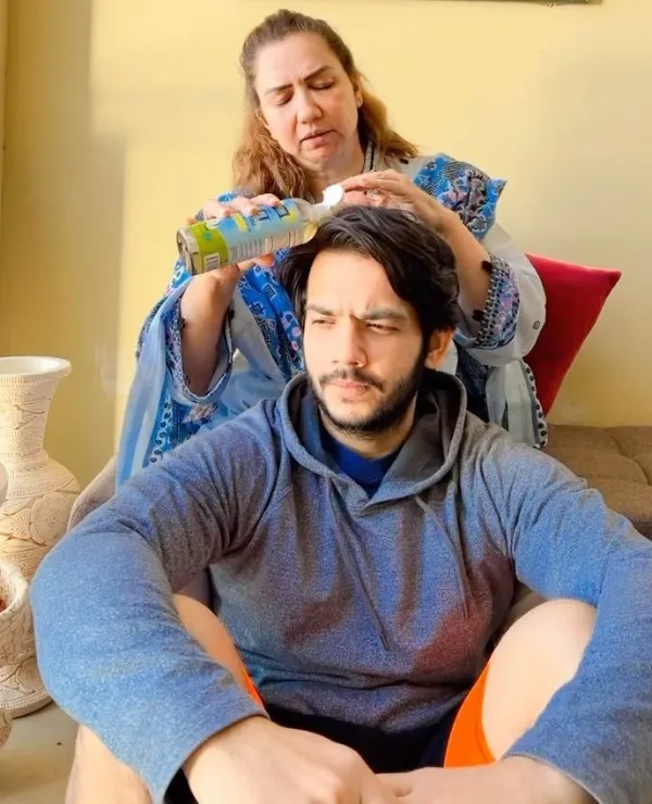 Sajawal Khan with his mother