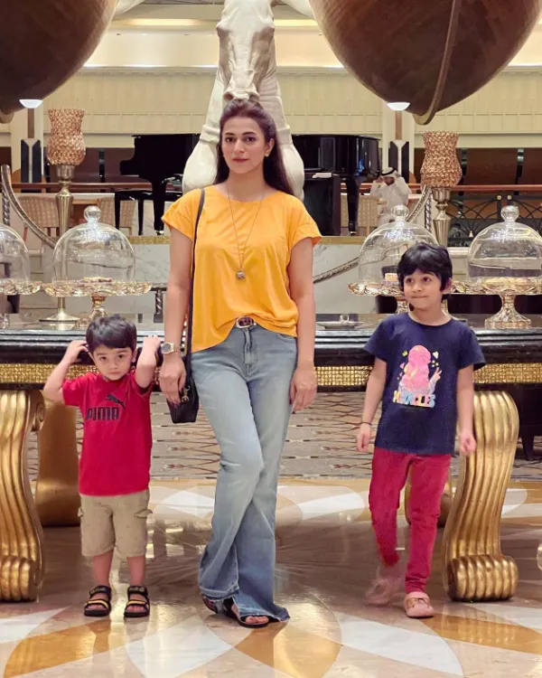 Hiba Ali Khan with her sons