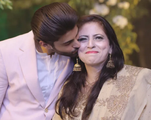 Saad Qureshi with his mother