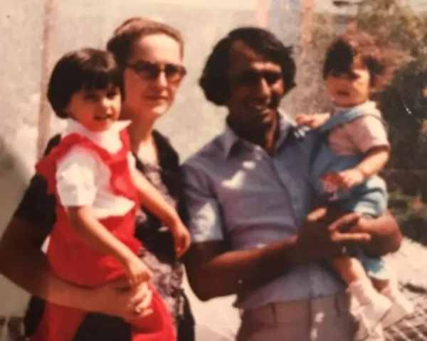 Nargis with her father, mother, and sister